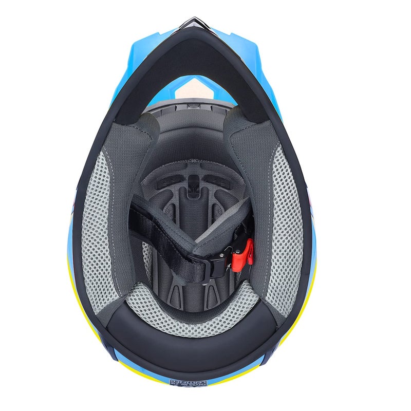 GLX GX623 Youth ATV/Dirt Bike Helmet Combo - Retro Blue, Medium - DOT - Image 4